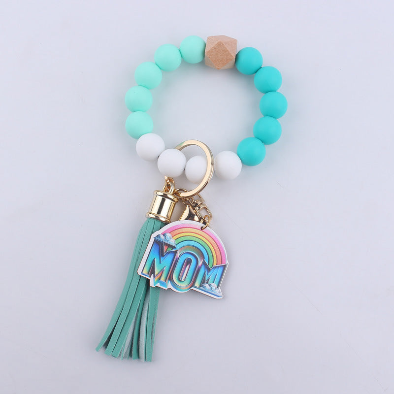 Wholesale Mother's Day Tassel Bracelets with Silicone Keychains